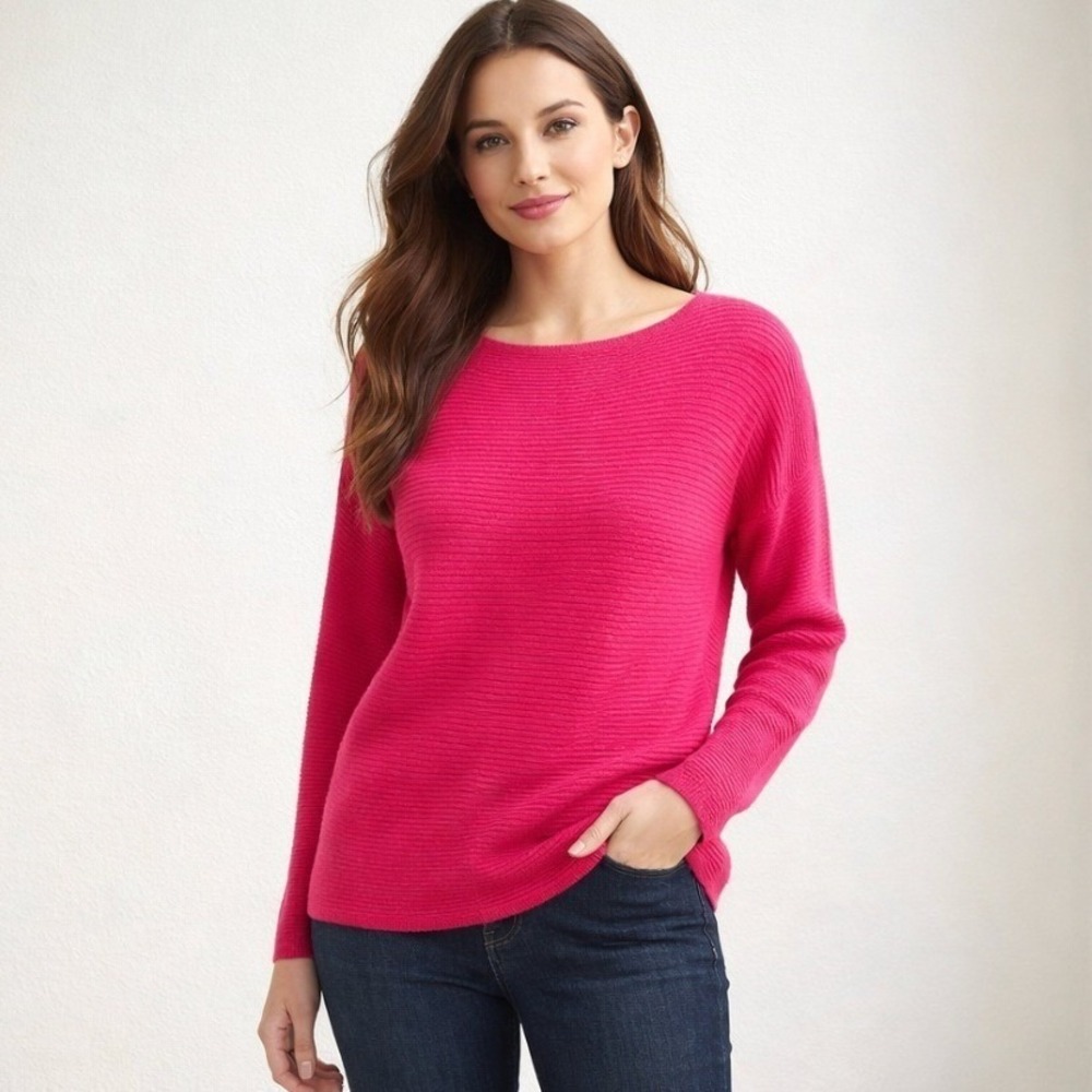 Talbots Pink Lambs‎ Wool Sweater Large Classic Preppy Rib Knit Pullover
